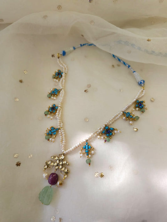 Mahamayur turquoise ruby necklace