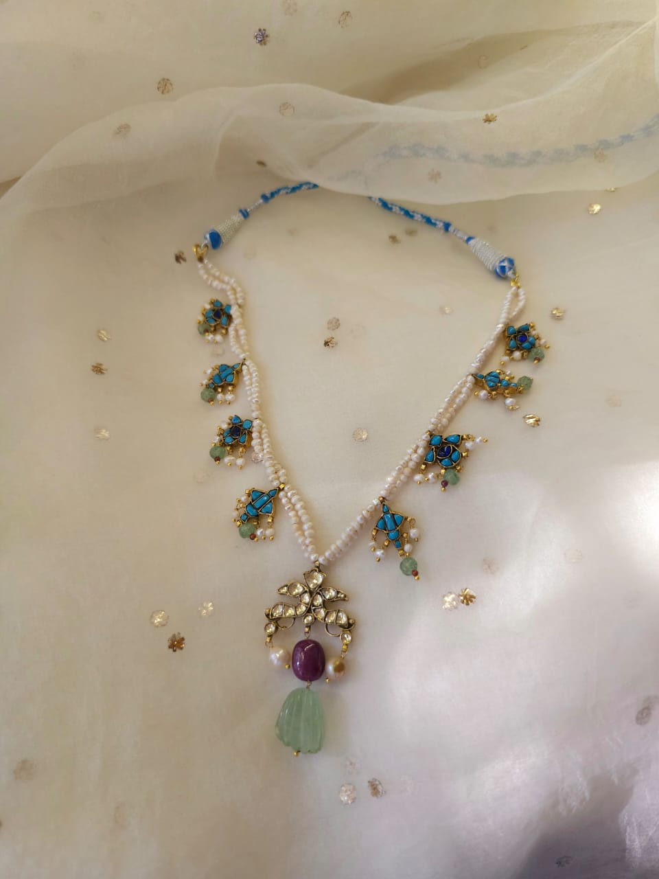 Mahamayur turquoise ruby necklace