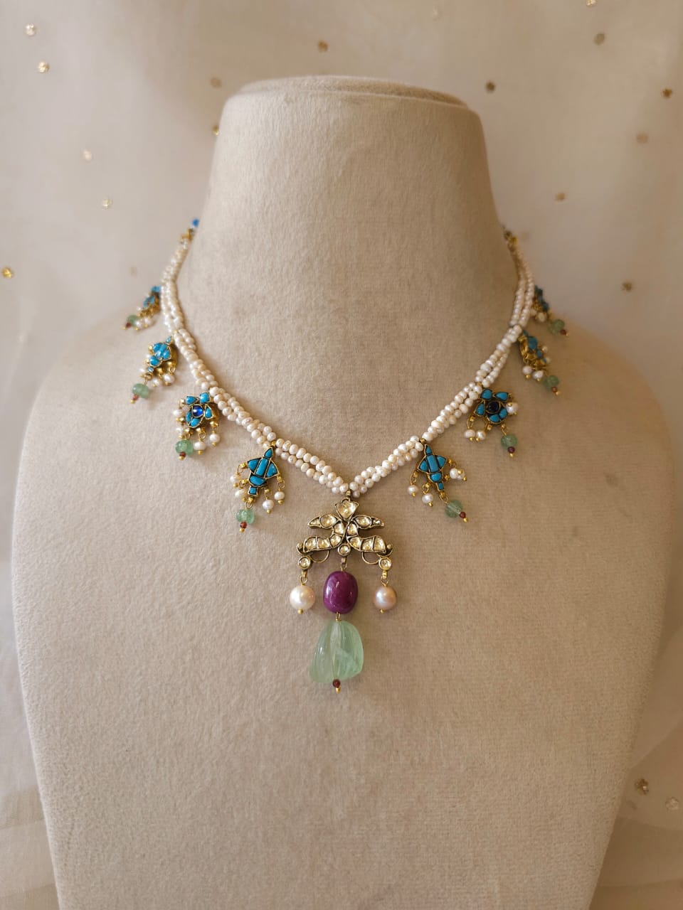Mahamayur turquoise ruby necklace