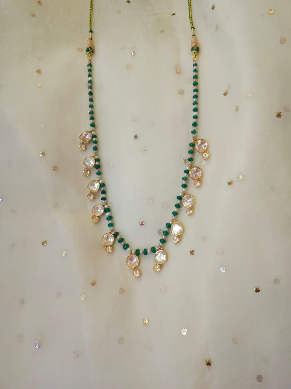 Sawai polki silver necklace