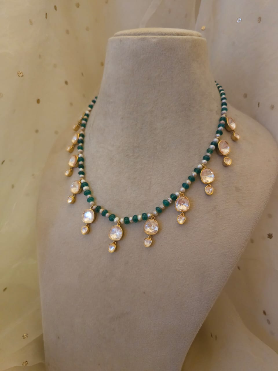 Sawai polki silver necklace