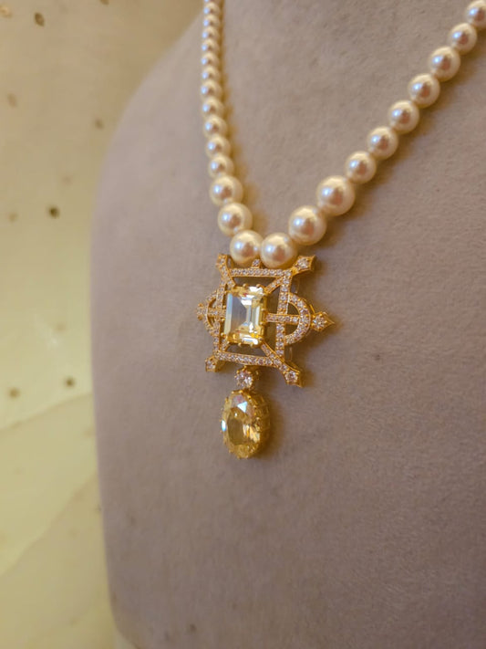 Cristal champagne silver necklace