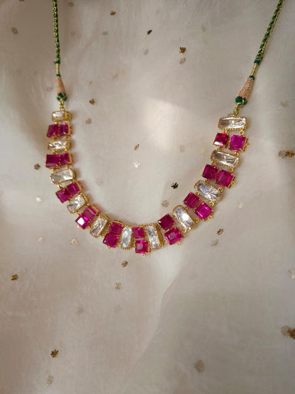 The ruby line polki necklace
