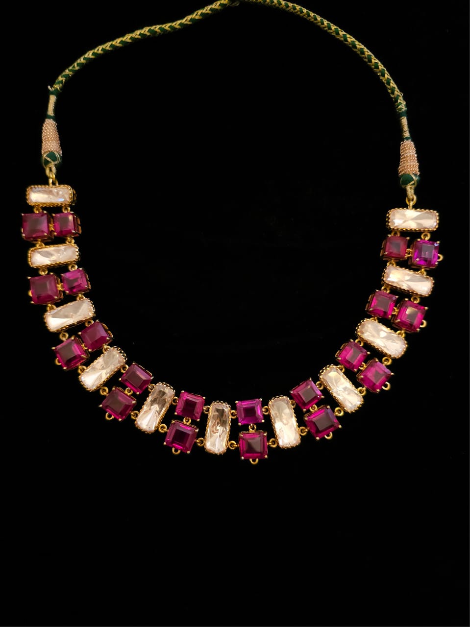 The ruby line polki necklace