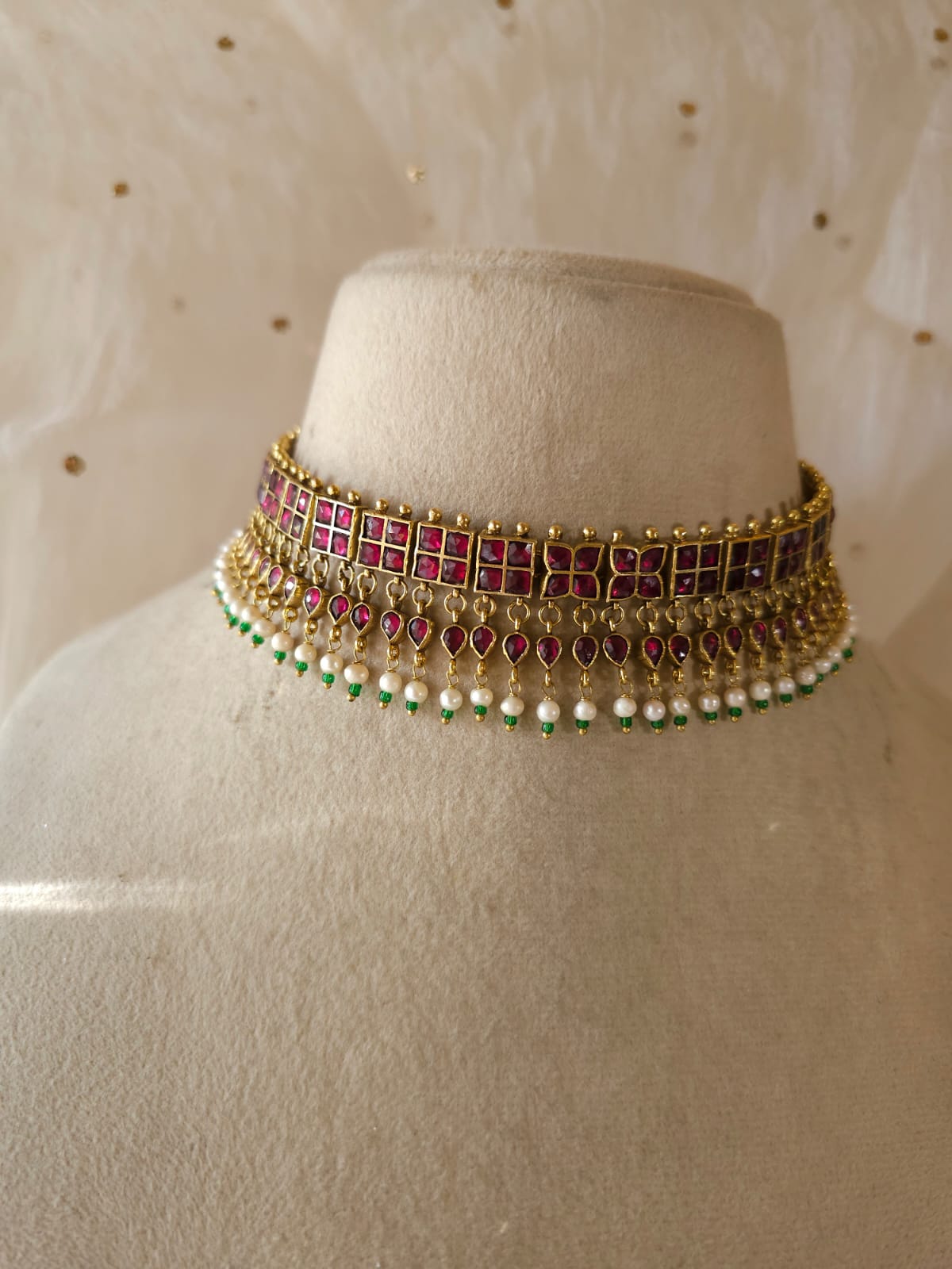 Amber rhodolite choker set