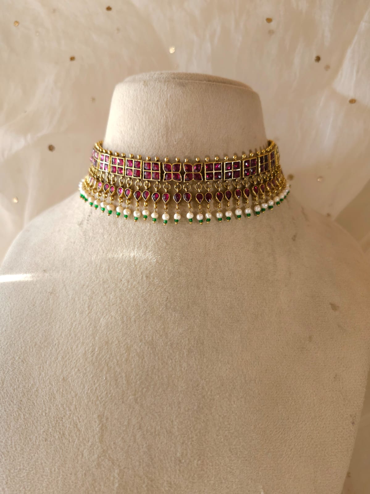 Amber rhodolite choker set