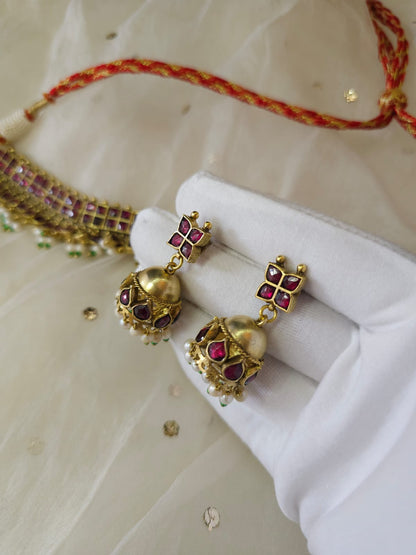 Amber rhodolite choker set