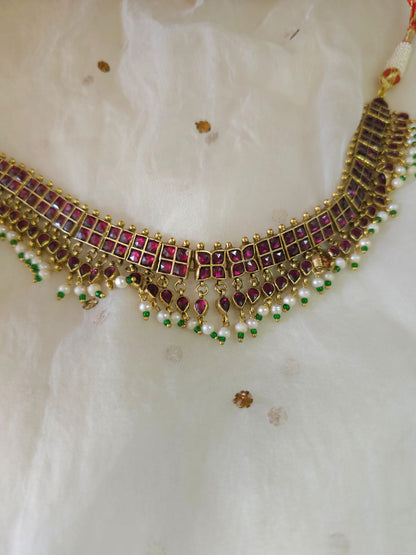 Amber rhodolite choker set