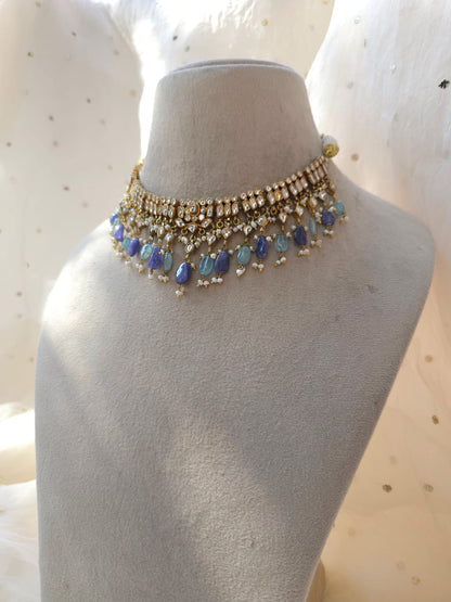 Gwal jhanki tanzanite necklace set