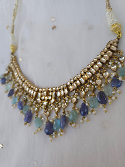 Gwal jhanki tanzanite necklace set