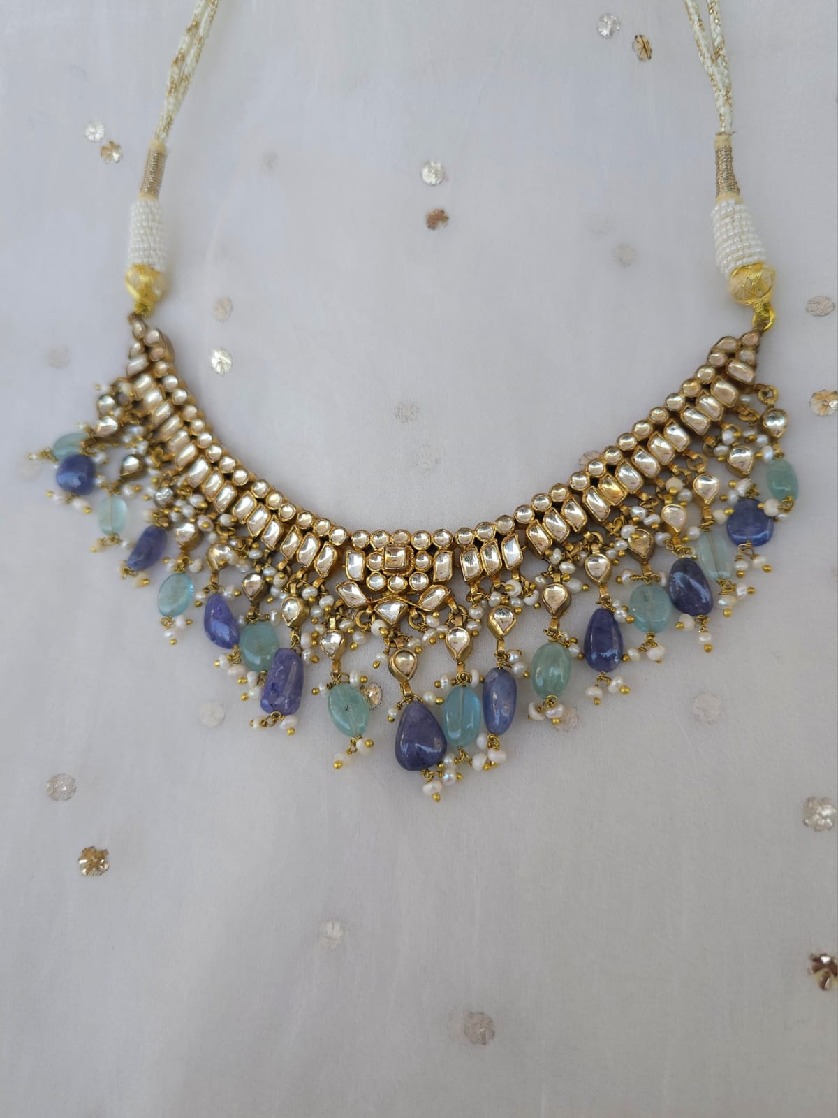 Gwal jhanki tanzanite necklace set