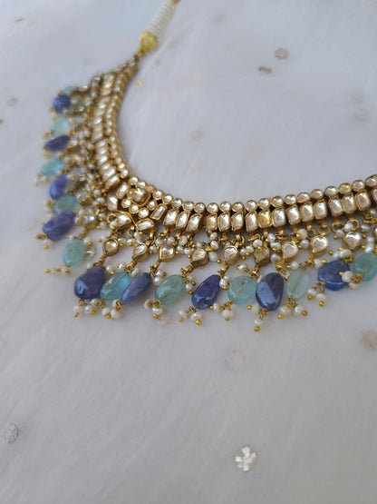 Gwal jhanki tanzanite necklace set