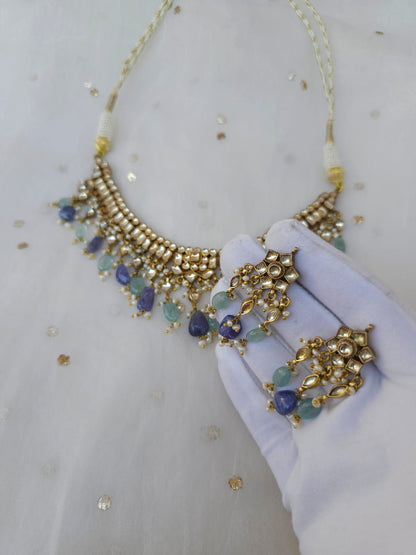 Gwal jhanki tanzanite necklace set