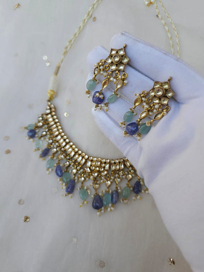 Gwal jhanki tanzanite necklace set