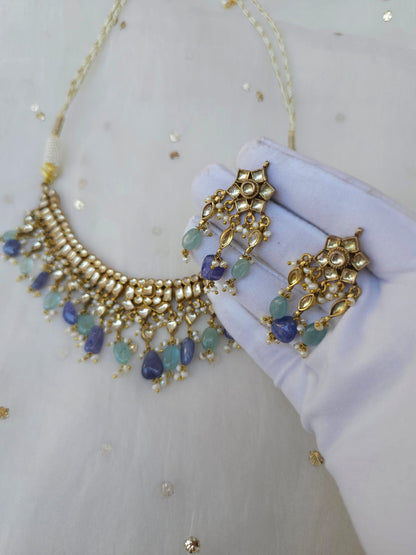 Gwal jhanki tanzanite necklace set