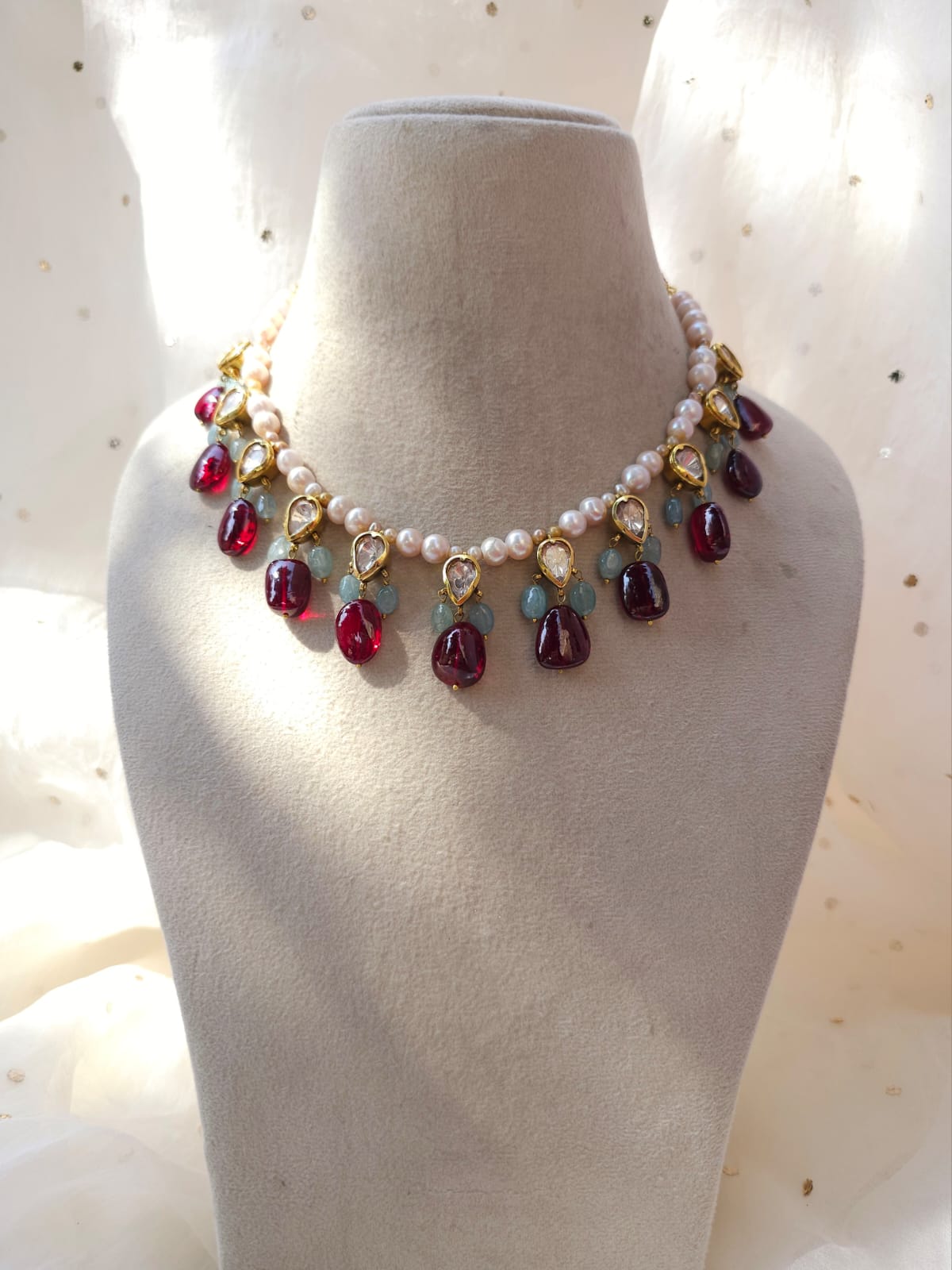 Nathdwara spinel aquamarine necklace