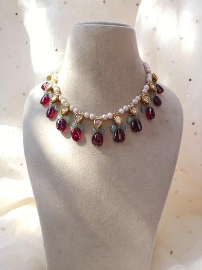 Nathdwara spinel aquamarine necklace