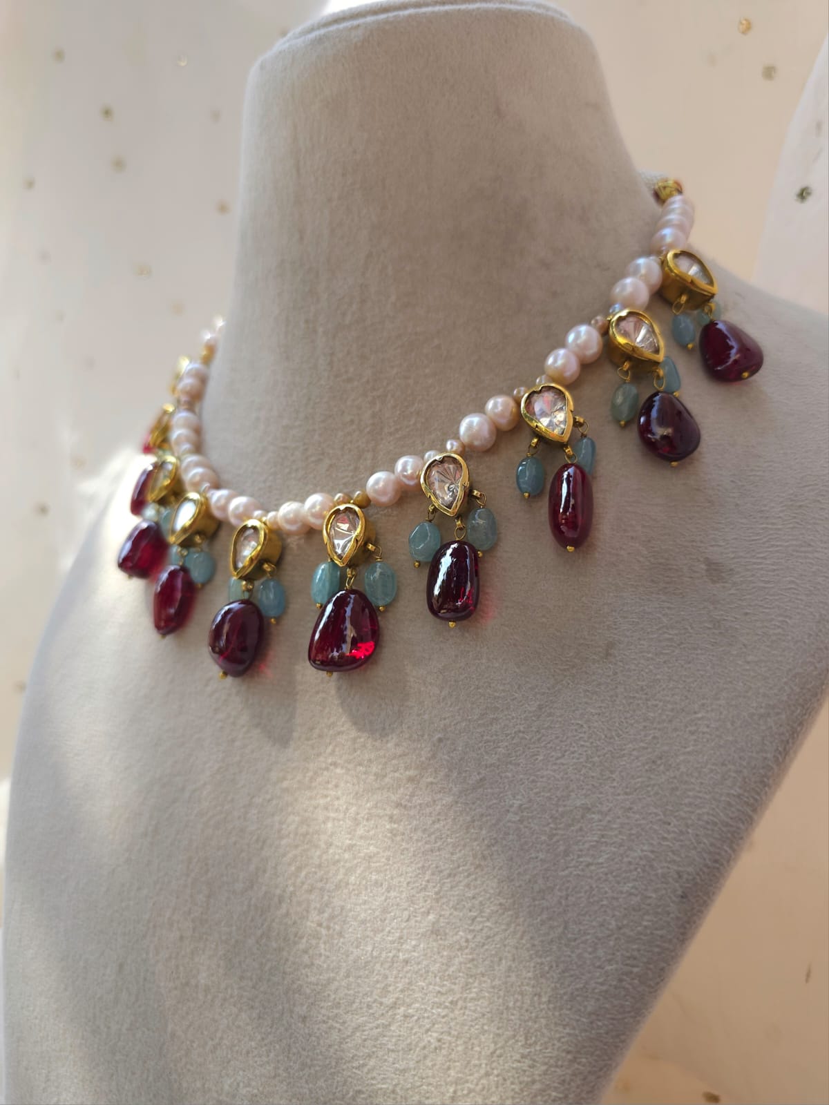 Nathdwara spinel aquamarine necklace