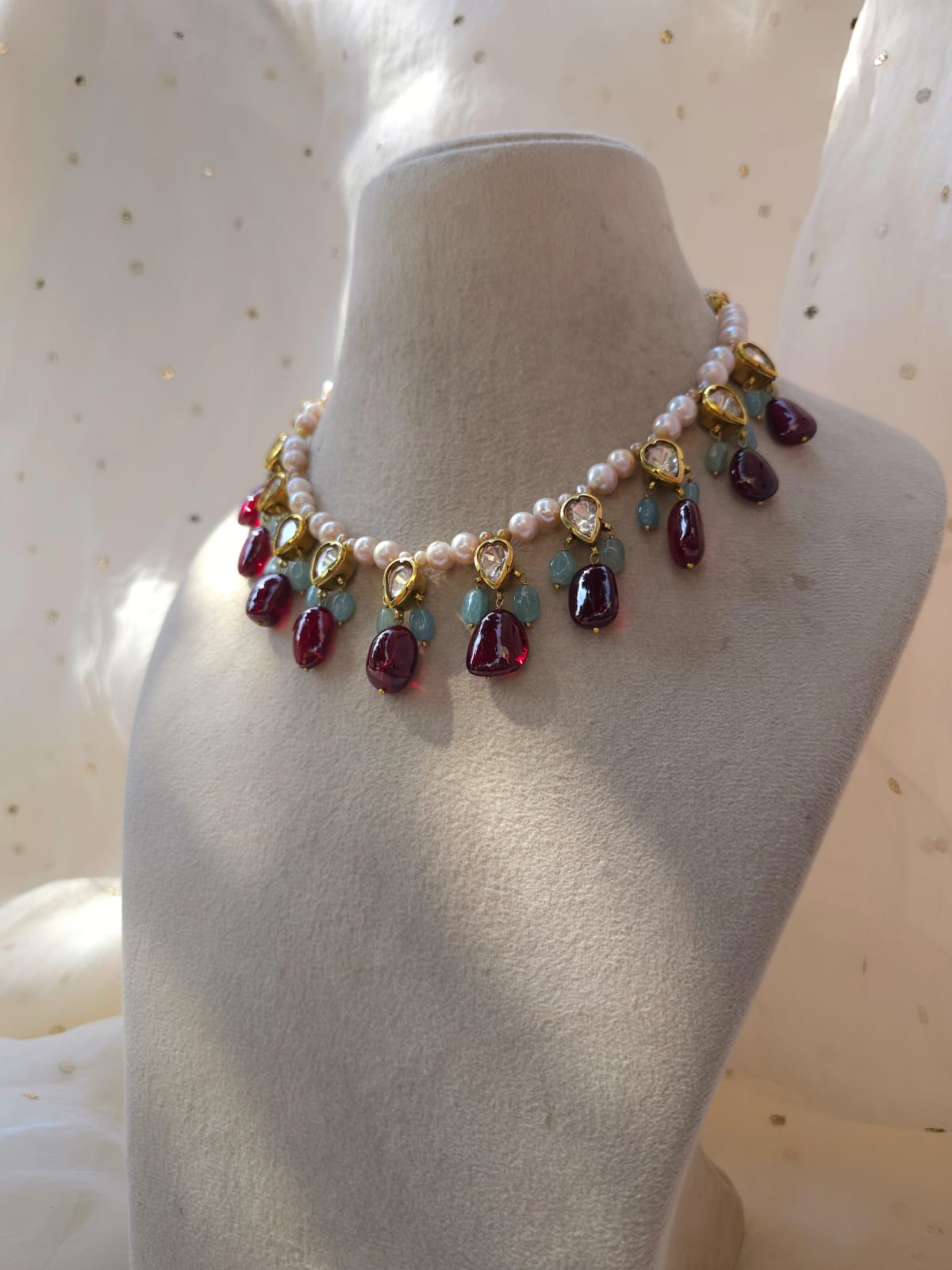 Nathdwara spinel aquamarine necklace