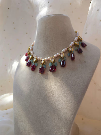 Nathdwara spinel aquamarine necklace
