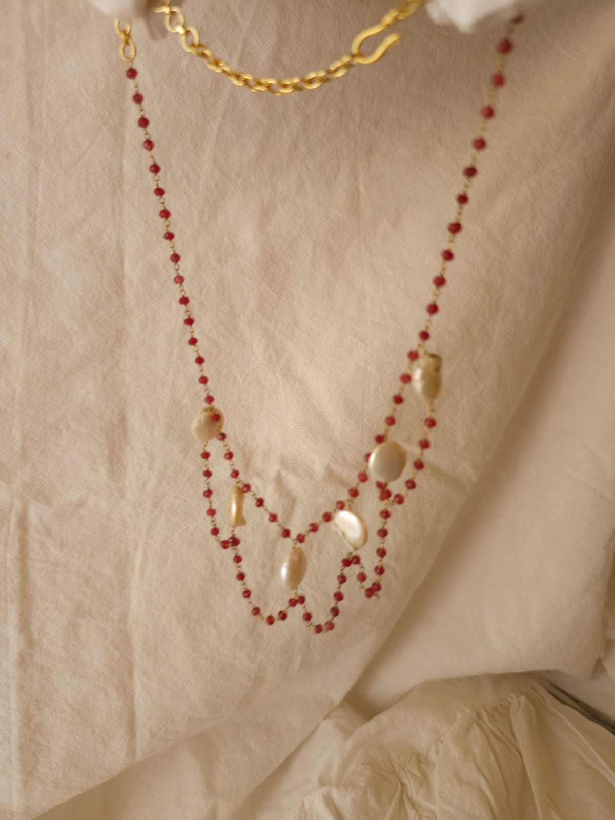 Coin pearl blush necklace