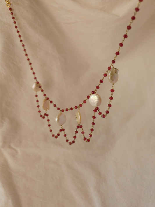 Coin pearl blush necklace