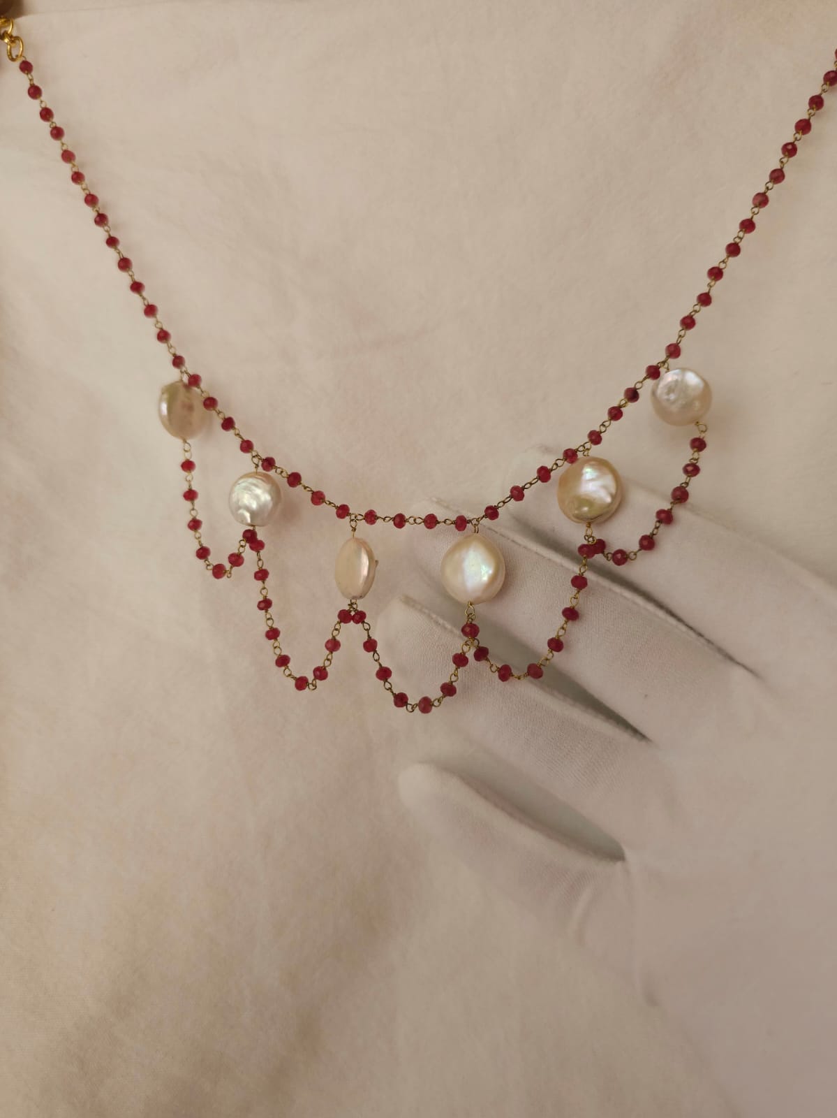 Coin pearl blush necklace