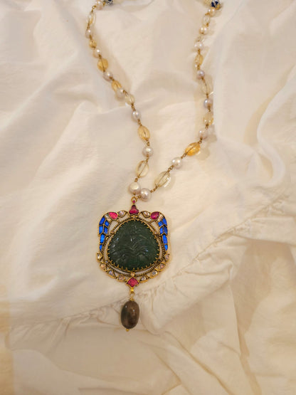 The sacred blue peacock tourmaline necklace