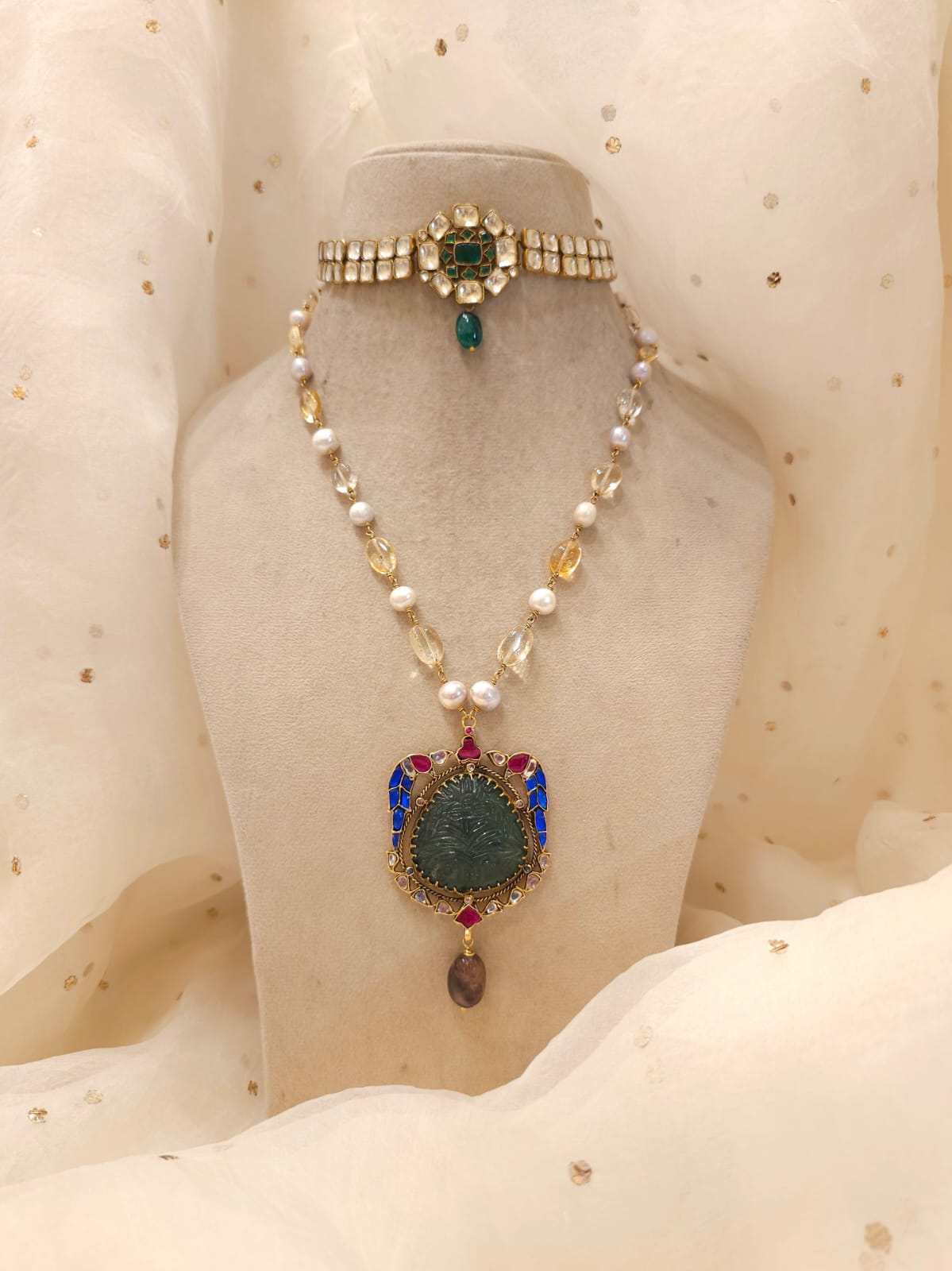 The sacred blue peacock tourmaline necklace