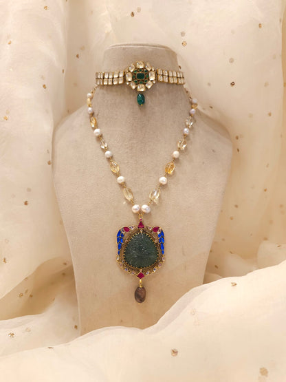 The sacred blue peacock tourmaline necklace