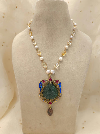 The sacred blue peacock tourmaline necklace