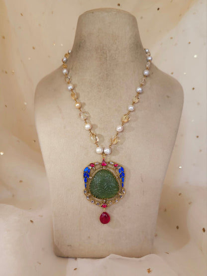 The sacred blue peacock spinel necklace set