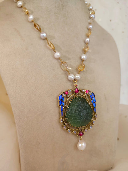 The sacred blue peacock pearl necklace set
