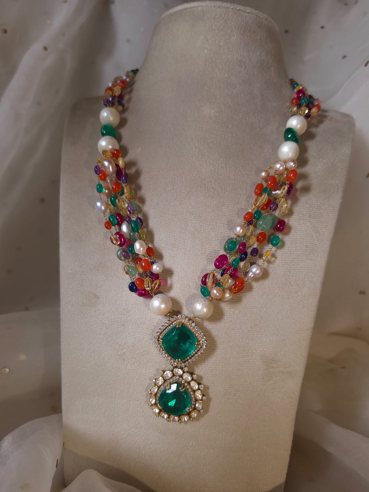 Shiraz navratan silver necklace