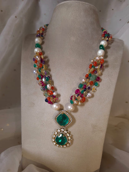 Shiraz navratan silver necklace