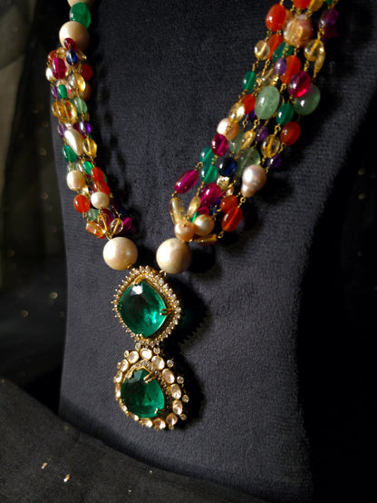 Shiraz navratan silver necklace