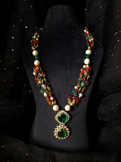 Shiraz navratan silver necklace