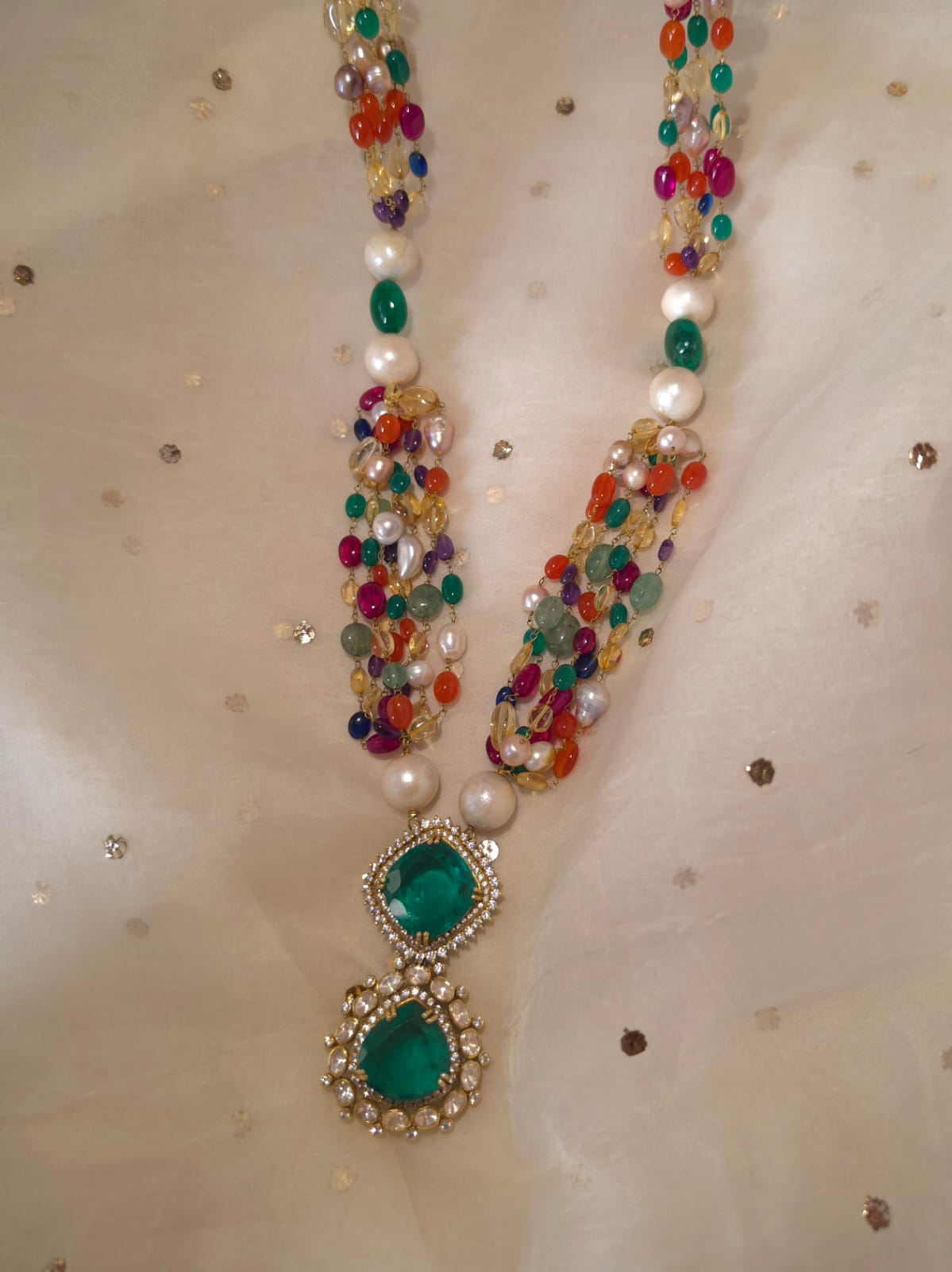 Shiraz navratan silver necklace