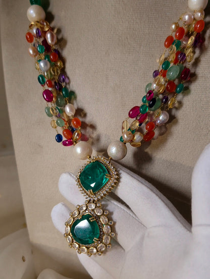 Shiraz navratan silver necklace