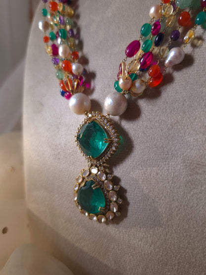 Shiraz navratan silver necklace