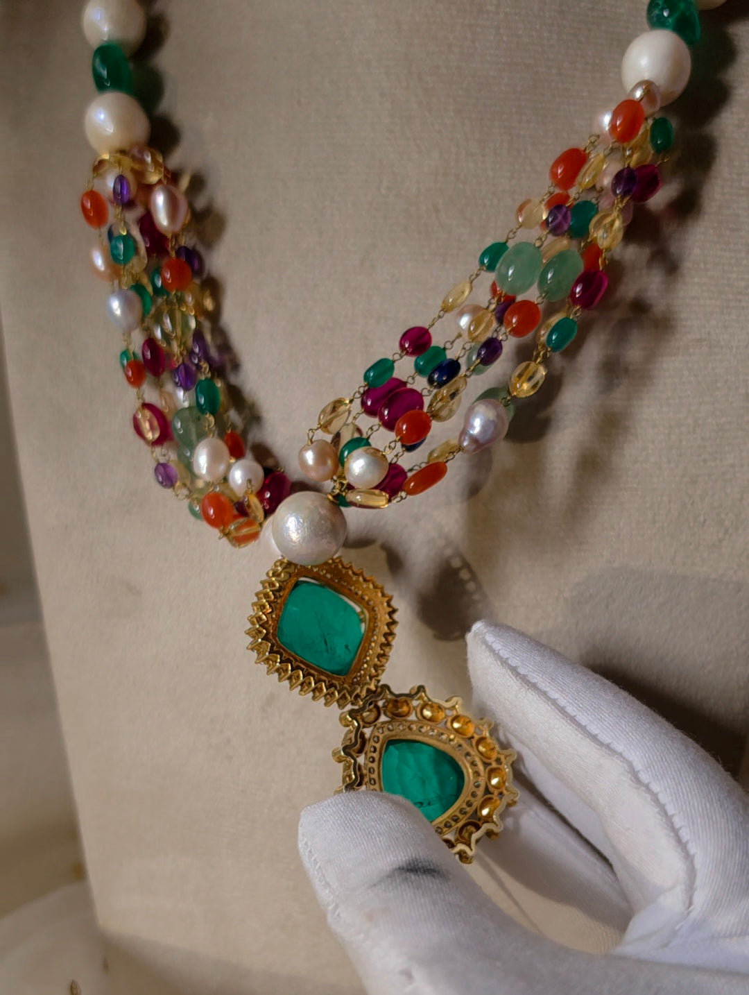 Shiraz navratan silver necklace