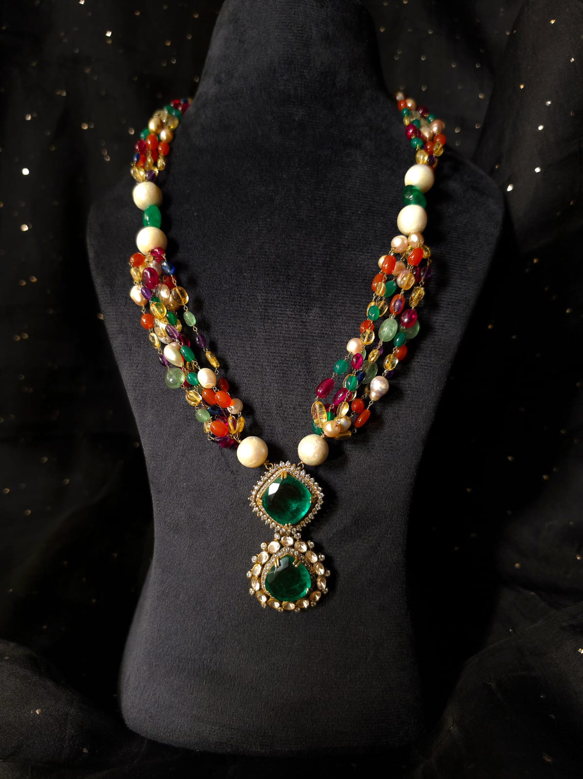 Shiraz navratan silver necklace