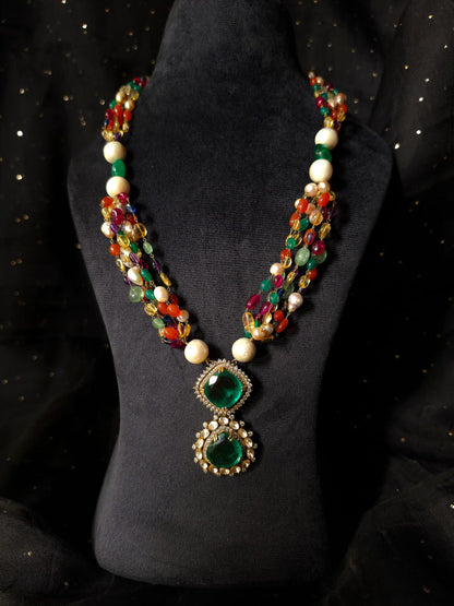 Shiraz navratan silver necklace