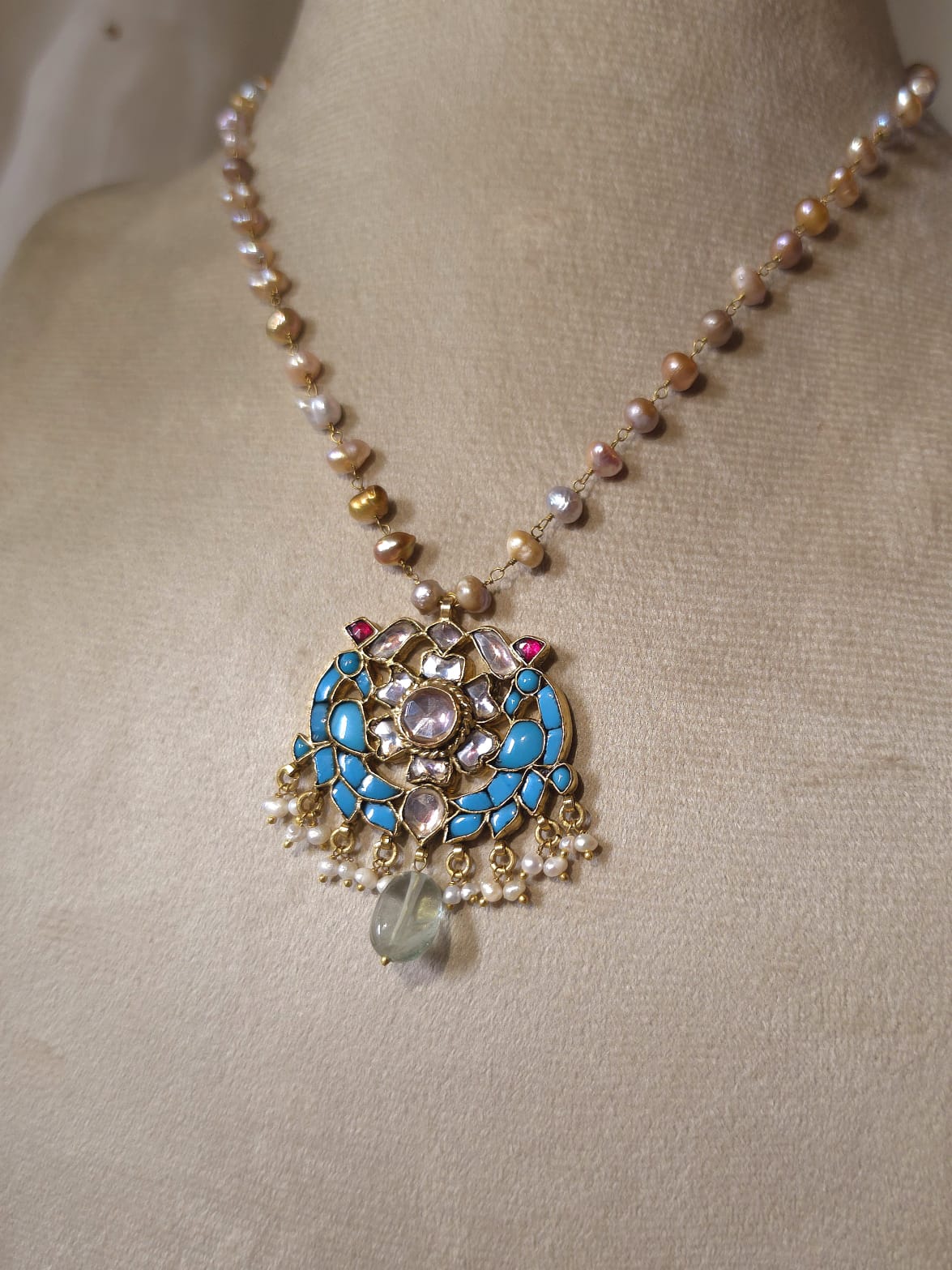 Sky peacock pendant necklace