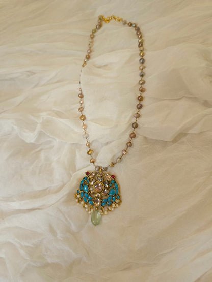 Sky peacock pendant necklace