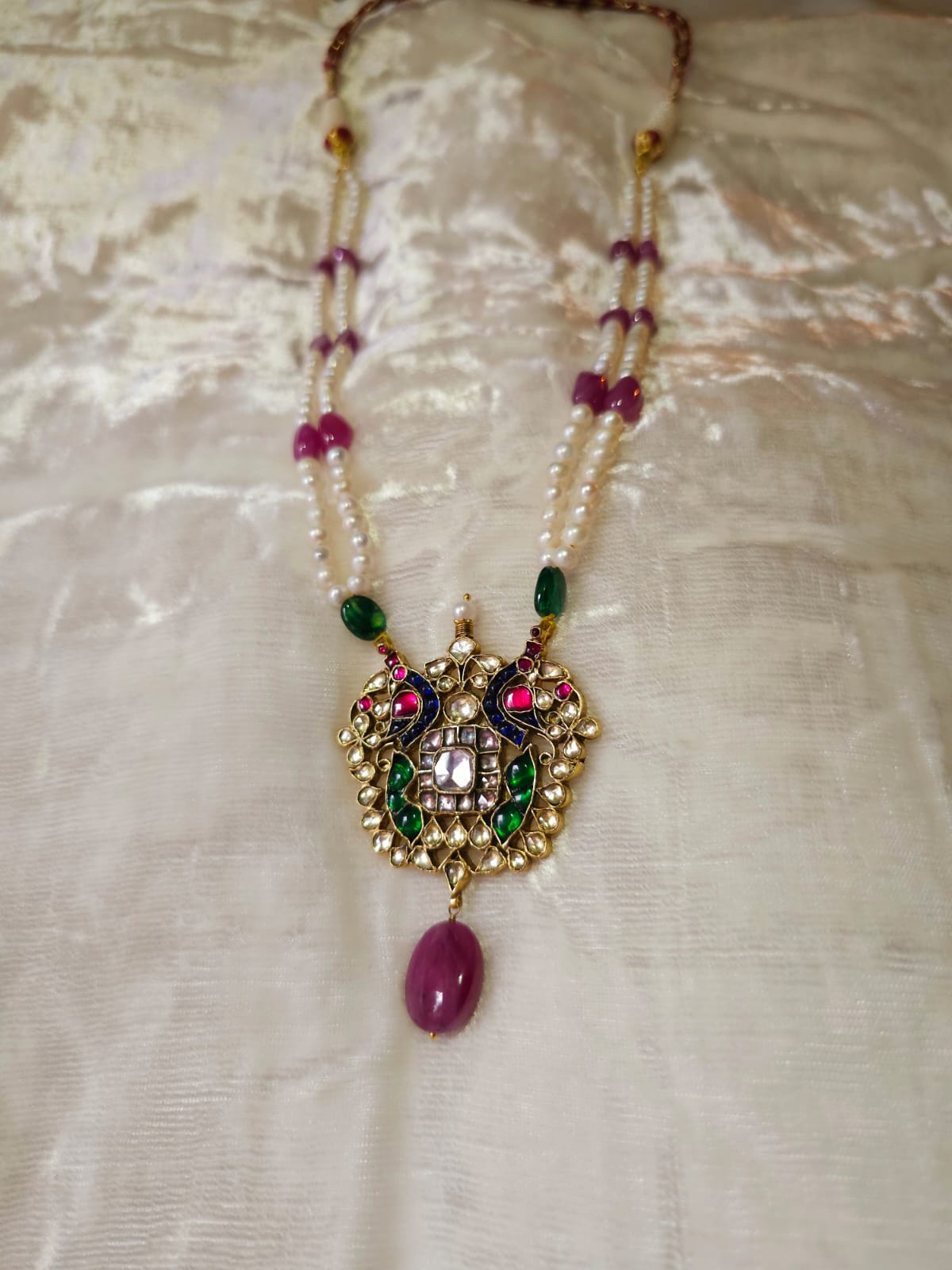 Mahamayur ruby necklace set