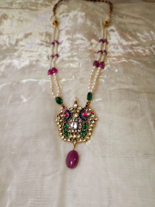 Mahamayur ruby necklace set