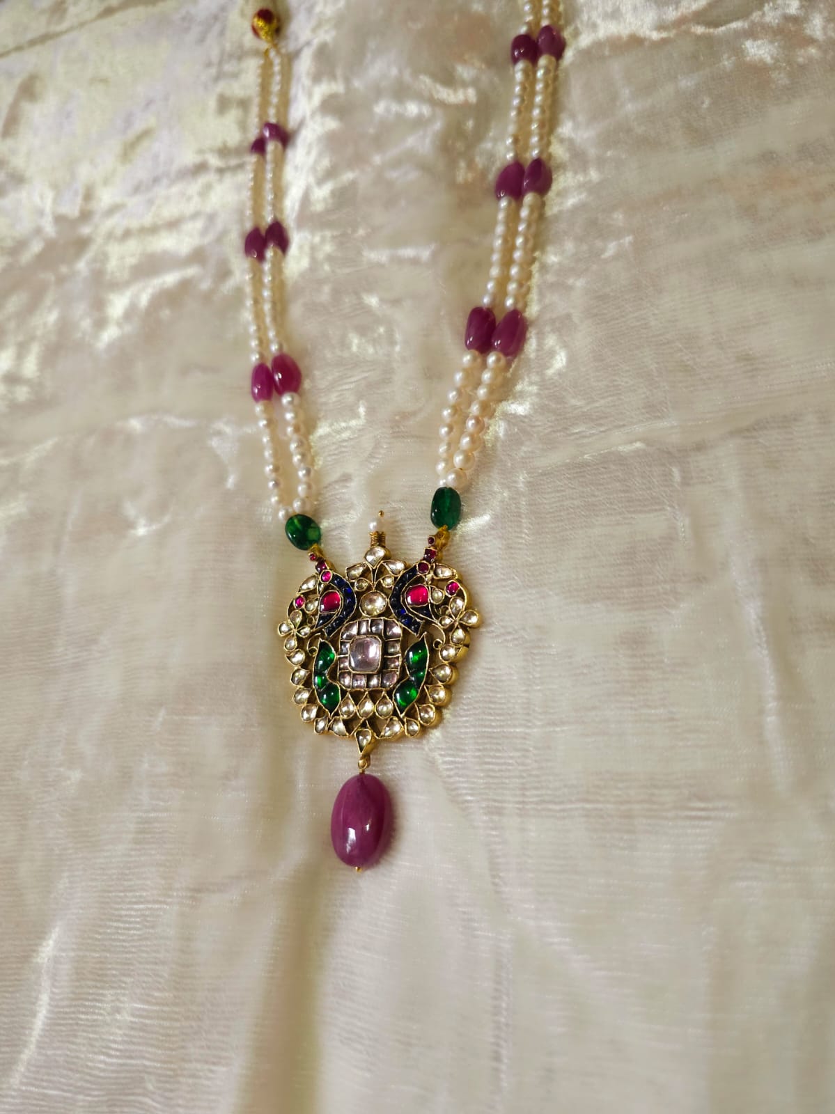 Mahamayur ruby necklace set