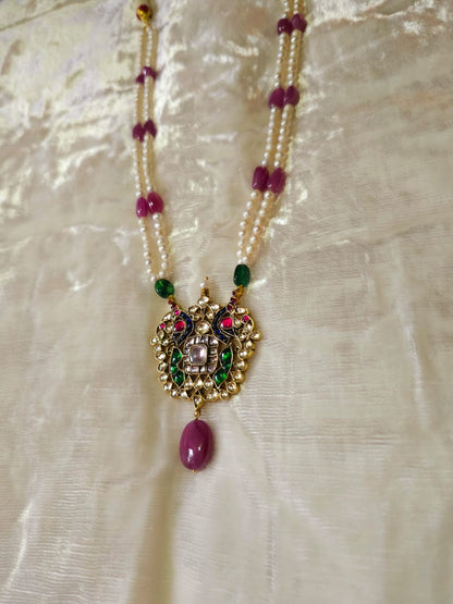 Mahamayur ruby necklace set