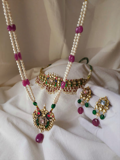 Mahamayur ruby necklace set